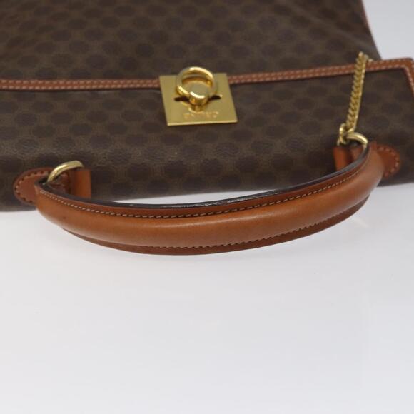 CELINE Macadam Canvas Hand Bag Pvc Leather Brown Gold - Picture 7 of 13